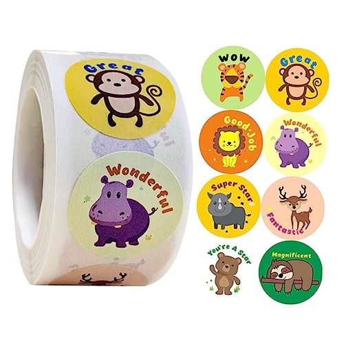 HOMSFOU 1 Satz Tierische Design Aufkleber Selbstklebende Etiketten in Bunten Farben Für Verpackungen Und Deko Für Partys Und Dankeschöns 500 Stück von HOMSFOU