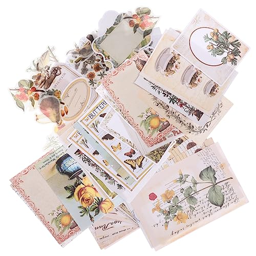 HOMSFOU 1 Satz Vintage Pflanzen Aufkleber Dekoratives Scrapbooking Papier für Diy Handbuch und Journaling Bastelmaterial für Fotoalben Grußkarten Origami und Verpackungen von HOMSFOU