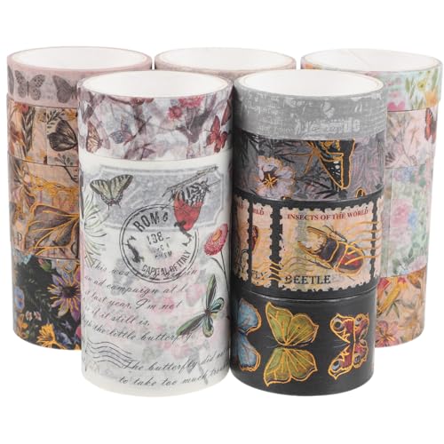 HOMSFOU 1 Satz Vintage Washi Tape Mit Floralen Motiven Dekoratives Klebeband Für Scrapbooking Tagebuch Und Diy Projekte Einfach Verwenden Für Und Bastelarbeiten 17rollen von HOMSFOU