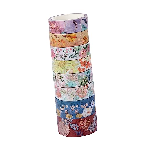 HOMSFOU 1 Satz Washi Tape Blumenförmiges Dekoratives Klebeband Mit Goldener Folienprägung Für Diy Projekte Und Journaling Für Scrapbooking Und Dekoration 8rollen von HOMSFOU