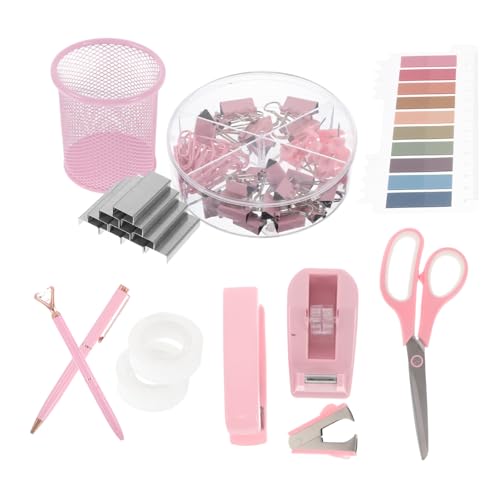 HOMSFOU 1 Satz Zubehör Für Bürosets Schreibtisch Office Desk Decor Klemmbandabroller Büromaterial Für Frauen Hefter-kit Netter Hefter Süße Bürovorräte Rosa Plastik von HOMSFOU