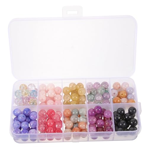 HOMSFOU 1 Schachtel Bunte Glasperlen Rund Glatt Schmuckherstellung DIY Armband Halskette Ohrring Perlen Bastelperlen Auffädeln Natürliche Schmucksteine für Besondere Armbänder und von HOMSFOU