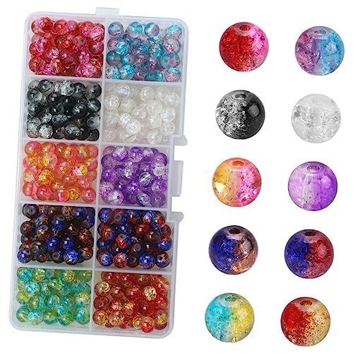 HOMSFOU 1 Schachtel Crackle Glasperlen für Diy Schmuckherstellung Bunte Spacer Beads Fach Aufbewahrungsbox für Armbänder und Anhänger Langlebig und Hautfreundlich von HOMSFOU