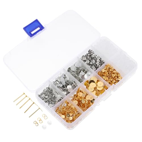 HOMSFOU 1 Schachtel Diy Ohrstecker Materialien Set Runde Ohrstöpsel und Ohrnädelchen für Schmuckherstellung Gold Silber Leicht Flexibel und Langlebig für Einzigartige Designs HOMSFOU 1 Schachtel Diy Ohrstecker Materialien Set Runde Ohrstöpsel und Ohrnädelchen für Schmuckherstellung Gold Silber Leicht Flexibel und Langlebig für Einzigartige Designs von HOMSFOU