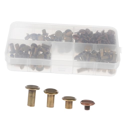 HOMSFOU 1 Schachtel Doppelseitige Leder Nieten Bronzefarbene Ziernieten für DIY Lederhandwerk Tasche Kleidung Reparatur Langlebige Rostfreie Metallnieten Robust und Vielseitig für von HOMSFOU