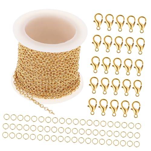 HOMSFOU 1 Set Kettenset Mit Karabinerverschluss Halskettenketten Doppelte Karabinerverschlüsse Damen Bastelschlüssel Biegeringe Vergoldete Kette Zur Schmuckherstellung HOMSFOU 1 Set Kettenset Mit Karabinerverschluss Halskettenketten Doppelte Karabinerverschlüsse Damen Bastelschlüssel Biegeringe Vergoldete Kette Zur Schmuckherstellung von HOMSFOU