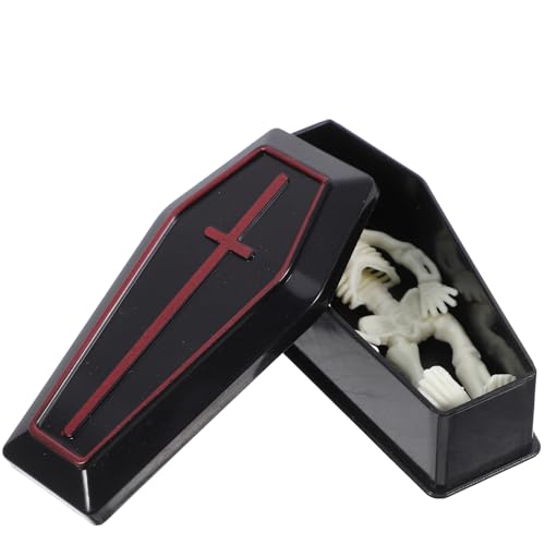 HOMSFOU 1 Set Miniatursarg Mit Skelett Halloween-Dekoration Lustige Streich-Requisiten Tischdeko Für Halloween-Partys Verschiedene Farben von HOMSFOU
