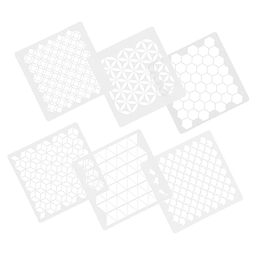 HOMSFOU 1 Set Wandmalerei-Schablonen, wiederverwendbar, geometrische Farbsprühschablonen aus strapazierfähigem Haustier, für einfache Bastelprojekte, jede Wand, 6 Stück von HOMSFOU