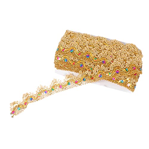 HOMSFOU 1 Stück Ethnischer Stil Kleidung Trim mit Pailletten Yards Spitzenborte für Diy Kleidung Bastelprojekte Party und Festival Outfits Vielseitig Einsetzbar von HOMSFOU