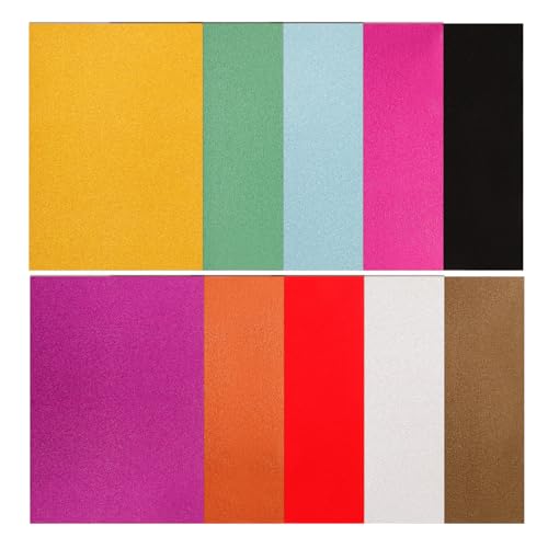 HOMSFOU 10 Blätter Puderpapier Bastelpapier Bastelglitzer Scrapbooking Zubehör Scrapbook Zubehör Farbiges Kartonpapier Glitzerkartonpapier Glitzerpapier Farbpapier Bunt von HOMSFOU