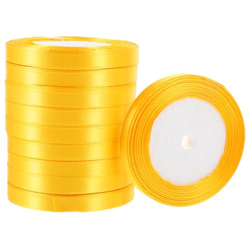 HOMSFOU 10 Rollen Geschenkband Bastelband Dünnes Weißes Band Hochzeits Und Partyband Gelbes Regenbogenband Satinband Goldenes Band Kräuselband Weihnachtsband Goldenes Polyester von HOMSFOU