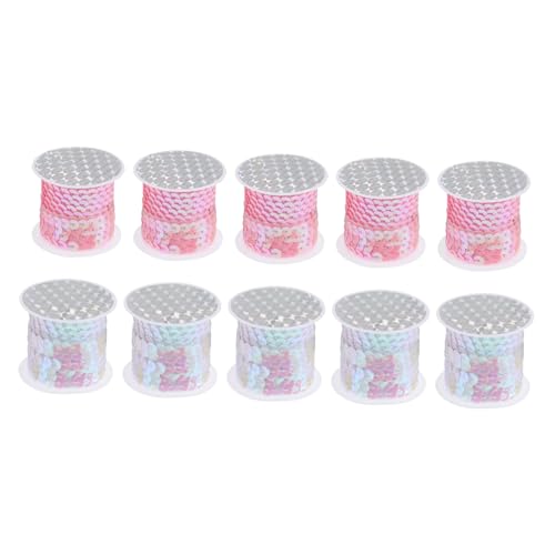HOMSFOU 10 Rollen Glitzerband Pailletten Streifen für Diy Kleidung Dekoration Hochwertige Sequins Zubehör für Bastelprojekte Sicher und Langlebig für Handarbeiten und Kreative Gestaltungen von HOMSFOU