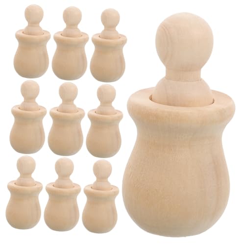 HOMSFOU 10 Satz Teiliges Set Unbemalter Holzfiguren für DIY Peg Puppen zum Malen und Basteln Kreative Bastelmaterialien für Kunstprojekte und Interaktives von HOMSFOU