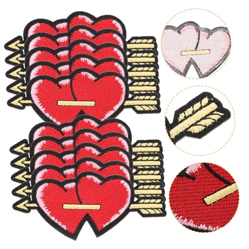 HOMSFOU 10 Stk. Herz Patches zum Aufbügeln Teiliges für Diy Kleidung Gestickte Applikationen Verschönerung von Shirts Kleidern und Taschen von HOMSFOU