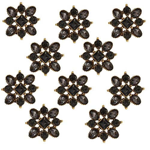 HOMSFOU 10 Stück Diamantschnalle Schmuck Ornamente Hotfix Basteln Retro Herstellung Zubehör Trendy Gemacht Hochzeit Broschennadeln Für Kleid Verzierungen Schwarz Legierung Strass von HOMSFOU