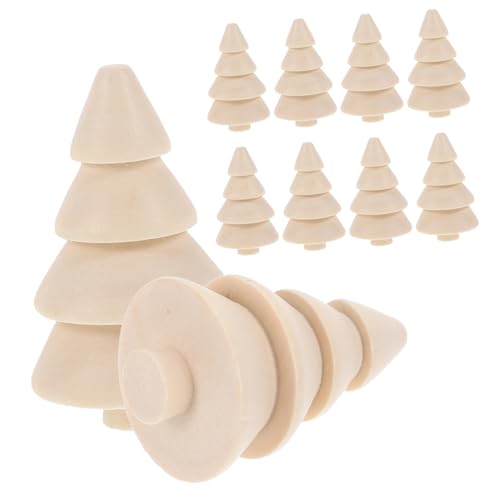 HOMSFOU 10 Stück Diy Unbemalte Holz Weihnachtsbäume Natürliche Holzfiguren für Bastelprojekte Malen Dekoration zu Weihnachten für Familien und Gemeinschaften von HOMSFOU