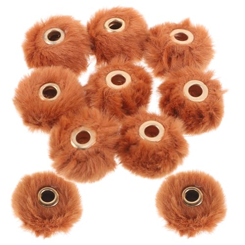 HOMSFOU 10 Stück Fellknäuel-Anhänger Pompom-Schmuckzubehör Pompons für Ohrringe Kunstpelzbommeln DIY Schmuck Zubehör Pom-Pom-Perlen Kunstpelzperlen Künstliches Kaninchenfell Brown von HOMSFOU