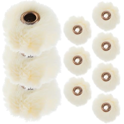 HOMSFOU 10 Stück Fellknäuel-anhänger Pompons Zum Häkeln Pompons Für Accessoires Pompom-schmuckzubehör Pompons Für Ohrringe Kleine Fellbommel Kunstpelzperlen Beige Künstliches Kaninchenfell von HOMSFOU