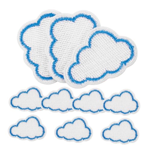 HOMSFOU 10 Stück Gestickte Stoff aufkleber Flicken für Kleidung Wolken Kleidungsflicken Patch Bekleidungsneuheitsapplikation Aufnäher zum Aufbügeln für Kleidung Jeansflecken Stickgarn von HOMSFOU