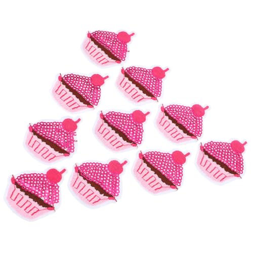 HOMSFOU 10 Stück Glitzer Cupcake Aufnäher Selbstklebende DIY Stickerei Patches für Kreative Nähprojekte für Kleidung Taschen und Bastelarbeiten von HOMSFOU