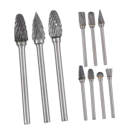 HOMSFOU 10 Stück Hartmetall Doppelschnitt Frässtifte Wolframkarbid Schleifköpfe für Gravur Schnitzerei Entgraten Kompatibel mit Drehwerkzeugen Langlebig Präzise und Vielseitig für Holz von HOMSFOU