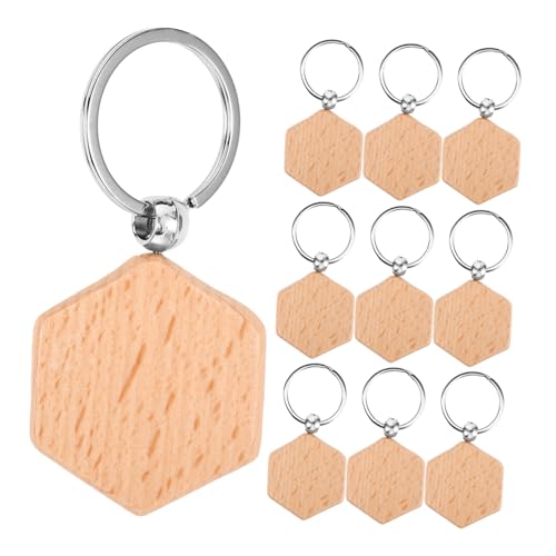 HOMSFOU 10 Stück Holz Schlüsselanhänger Sechseckige Rohlinge Buchenholz Beschriftbar für Diy Projekte Basteln Dekoration und Personalisierte HOMSFOU 10 Stück Holz Schlüsselanhänger Sechseckige Rohlinge Buchenholz Beschriftbar für Diy Projekte Basteln Dekoration und Personalisierte von HOMSFOU