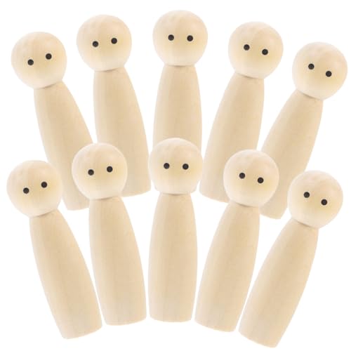 HOMSFOU 10 Stück Holzfiguren zum Bemalen Unbemalte Peg Dolls für Diy für Kinderkunstprojekte Basteln und Dekoration von HOMSFOU