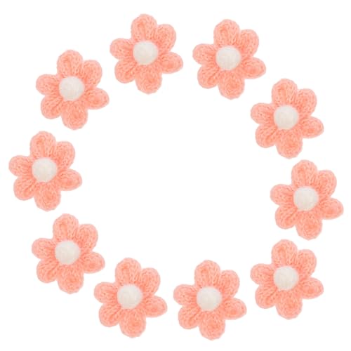 HOMSFOU 10 Stück Kleiner Blumenbeet Quilten Flicken Für Bekleidung Gehäkelte Blumenapplikation Häkeln Flora Aufnäher Für Jeans Aufnäher Nähen Maschine Patches Nähen Bestickt Rosa Garn von HOMSFOU