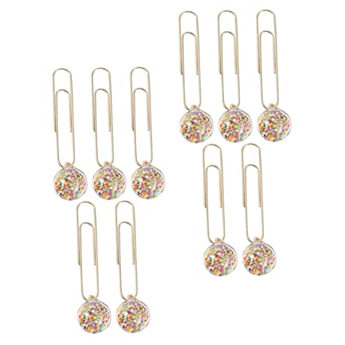 HOMSFOU 10 Stück Kreative Büroklammern mit Ball Pendant Design Bunte Metallklammern Organisieren von Dokumenten Scrapbooking und Notizen für Schule Büro und Zuhause von HOMSFOU