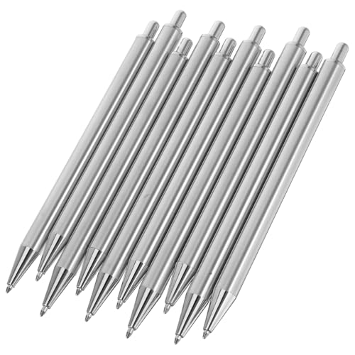 HOMSFOU 10 Stück Kugelschreiber Aus Edelstahl Schwarzer Metallstift Stift Aus Edelstahl Ballstift Büromaterial Für Den Schreibtisch Stifte Für Krankenschwestern Rostfreier Stahl Silver von HOMSFOU