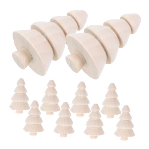 HOMSFOU 10 Stück Mini Holz Weihnachtsbäume Unlackiert für DIY Basteln Kleine Desktop Xmas Deko Tragbare Miniatur Holz Bäume für Weihnachtsdeko Familienaktivität von HOMSFOU