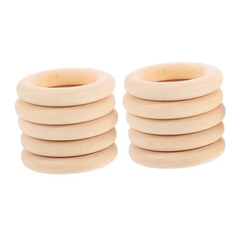 HOMSFOU 10 Stück Natürliche Holzringe, Unlackierte Massive Holzreifen, Glatte Holzringe Für Bastelarbeiten, Schmuckherstellung, Diy-anhängerverbinder, 4,5 Cm von HOMSFOU