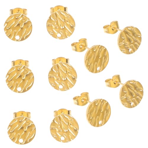 HOMSFOU 10 Stück Ohrringblätter Ohrsteckerbefunde Ohrringstift mit flachem Pad Schmuckzubehör Herstellung von Ohrschmuck Ohrringe Beiträge Rohlinge für Ohrstecker Rostfreier Stahl Golden von HOMSFOU