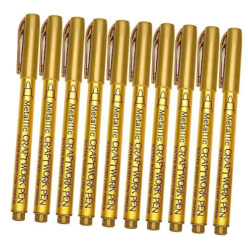 HOMSFOU 10 Stück Pinsel Stoff Stifte Markierungen Lackmarker Mit Feiner Spitze Marker Für Scrapbooking Marker Für Holzhandwerk Lackstift Für Metall Plastik Golden HOMSFOU 10 Stück Pinsel Stoff Stifte Markierungen Lackmarker Mit Feiner Spitze Marker Für Scrapbooking Marker Für Holzhandwerk Lackstift Für Metall Plastik Golden von HOMSFOU