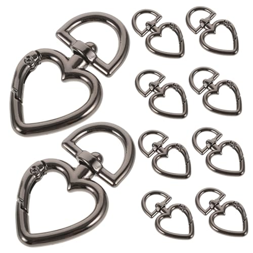 HOMSFOU 10 Stück Rotierende Love Taste Schnalle Schlüsselkarabiner Federschnappclip für DIY Feder Schlüsselring CARABIERNPERSCHAFT Frühlingsring Zinklegierung Black von HOMSFOU