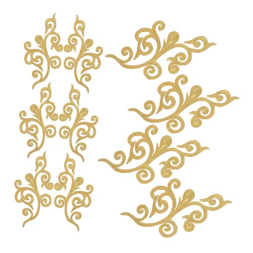 HOMSFOU 10 Stück Rückenkleber Besatzband Goldfarbene Bestickte Applikation Blumen Stickerei Patches Blätter Stickerei Applikationen Fleur De Lis Bügelbild Spitzenstoff Goldenes von HOMSFOU