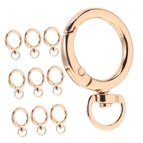 HOMSFOU 10 Stück Schnappschnalle Schlüsselkettenhaken Schmuck Karabiner abnehmbare Schlüsselanhänger Schlüsselclips für Schlüsselanhänger kreisförmiger Karabiner Geldbörse Legierung Golden von HOMSFOU