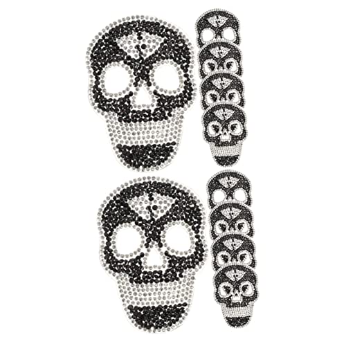 HOMSFOU 10 Stück Skull Aufnäher mit Strass Multifunktionale Bügel und Näh Patches für Diy Kleidung Taschen und Rucksäcke Schwarz Dekorative Textil Patches für Home Design von HOMSFOU
