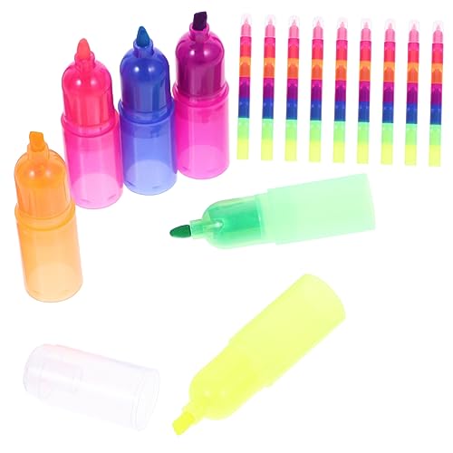 HOMSFOU 10 Stück Stapelbare Hochlighter Regenbogenfarben Bunte Graffiti Marker für Schule Büro und Kreative Projekte für Erwachsene Ergonomisches Design für Einfachen Gebrauch von HOMSFOU