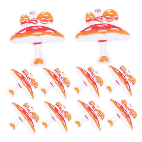 HOMSFOU 10 Stück Stoffflicken Aufnäher Kleidung Pilz Hat Bestickte Aufnäher Zum Aufnähen Stickmuster DIY Patch Nähwerkzeug Stickerei Ornament Set Heimapplikation Polyester von HOMSFOU