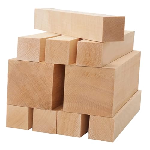 HOMSFOU 10 Stück Teiliges Basswood Schnitzholz Holzblöcke zum Basteln und Schnitzen Naturbelassene Lindenholz Rohlinge für Kreative DIY Holzarbeiten Feinporig und Leicht zu Bearbeiten von HOMSFOU