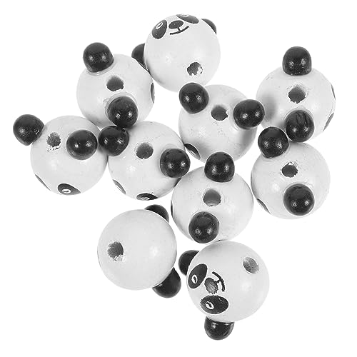 HOMSFOU 10 Stück Teiliges Farbige Holzperlen Tierkopfperlen für Diy Bastelzubehör für Armbänder und Kreative Projekte Panda Design von HOMSFOU
