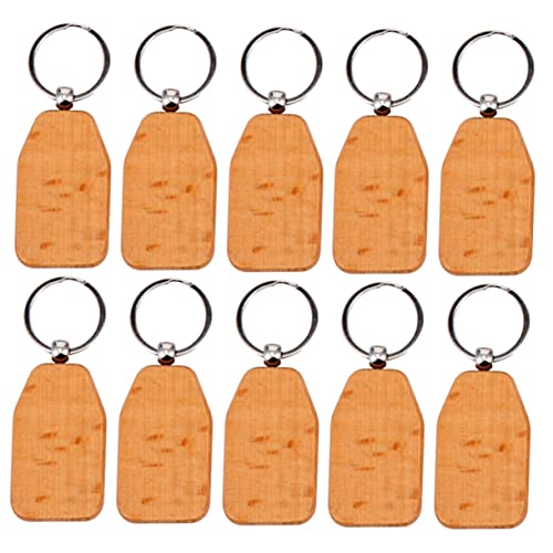 HOMSFOU 10 Stück Teiliges Holz Schlüsselanhänger Blanko für Diy Bastelarbeiten Vielseitig Einsetzbar als Schlüsselring Personalisierbar für und Dekoration von HOMSFOU