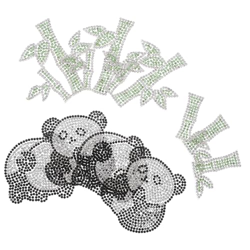 HOMSFOU 10 Stück Teiliges Panda Rhinestone Applikationen Selbstklebende Strass Patches für Kleidung Rucksäcke Hüte Jacken DIY Dekoration mit Bambus-motiv Langlebig und Vielseitig von HOMSFOU