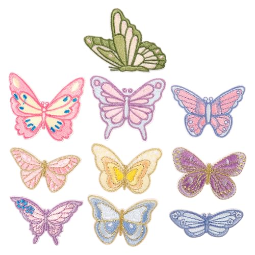 HOMSFOU 10 Stück Teiliges Schmetterlings Patches für Kleidung Selbstklebende Stickerei Aufnäher für Jacken Rucksäcke und Mehr Vielseitige Reparatur und Dekorationslösung für Textilien von HOMSFOU
