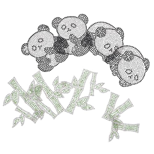 HOMSFOU 10 Stück Teiliges Selbstklebende Gestickte Panda-rhinestone-bügelbilder mit Bambusmotiv Langlebige Applikationen zum Aufnähen oder Aufbügeln für Kleidung Taschen Hüte und von HOMSFOU