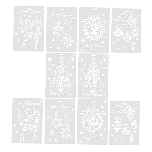 HOMSFOU 10 Stück Teiliges Weihnachtsmotive Malvorlagen Flexible Wiederverwendbare Schablonen Langlebig Waschbar für DIY Bastelarbeiten und Festliche Weihnachtsdekorationen von HOMSFOU