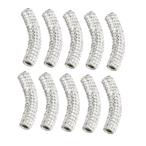 HOMSFOU 10 Stück Teiliges Weiße Gebogene mit Strassbesatz Kreative Handarbeit röhrenperlen Langlebige Schmuck zwischenperlen für DIY Armband Halskette Anhänger von HOMSFOU