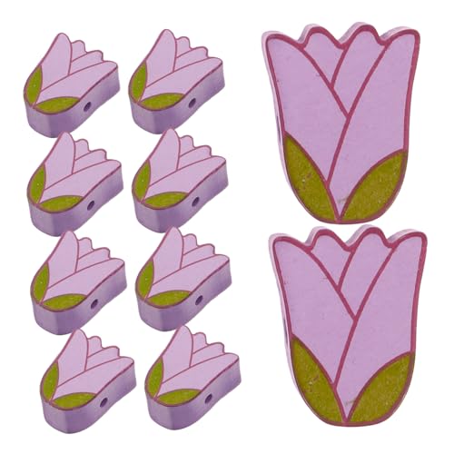 HOMSFOU 10 Stück Tulpenholzperlen Herstellung Dekoration Form Weiß Abstandsperle basteln Sie lose Anhänger lose Holzperlen Lose Perlen für Girlanden DIY liefert Violet von HOMSFOU