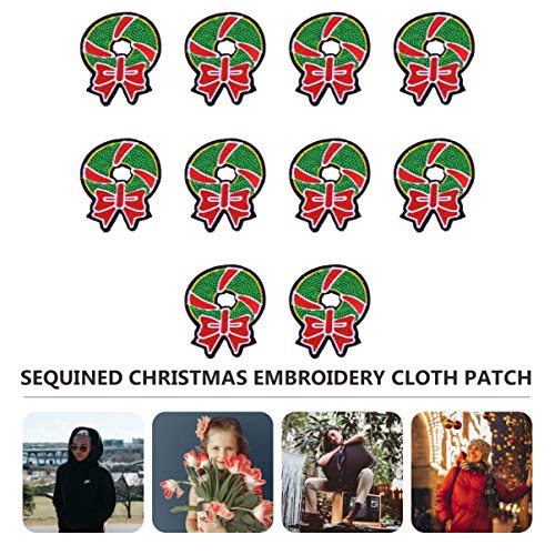 HOMSFOU 10 Stück Weihnachts-Aufnäher Zum Aufbügeln Pailletten Weihnachtsbäume Bestickte Aufnäher Weihnachts-Handarbeit Zum Nähen Und Basteln von HOMSFOU